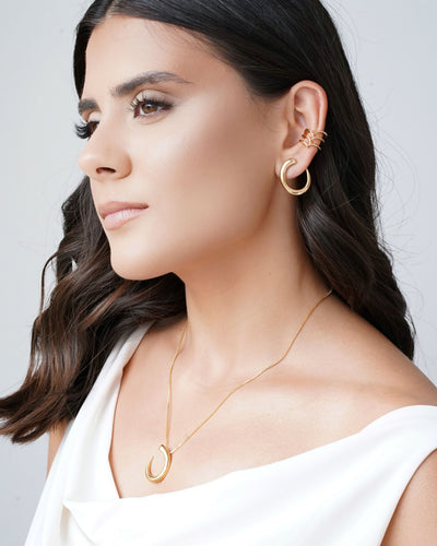 Gargantilha Veneziana Oval Liso Vazado Banhado a Ouro 18K - 45 cm
