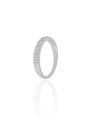 Anel Cravejado Cristal Tamanho 17 Ródio Branco