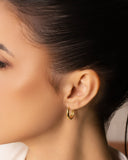 Brinco Argola Click Oval Lisa 1.7 cm Banhado a Ouro 18K