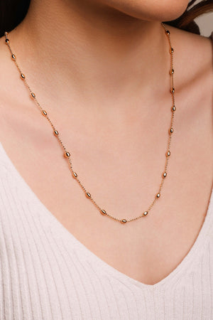 Gargantilha Longa Gomos Banhado a Ouro 18K - 70 cm