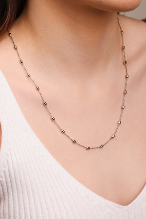 Gargantilha Longa Gomos Ródio Branco - 70 cm