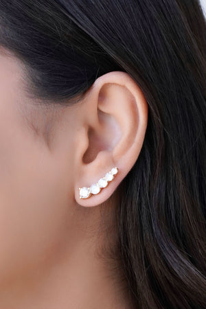 Ear Cuff Pontos de Luz Cristal 2.5 cm Banhado a Ouro 18K
