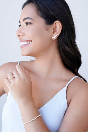 Ear Cuff Pontos de Luz Cristal 2.5 cm Banhado a Ouro 18K