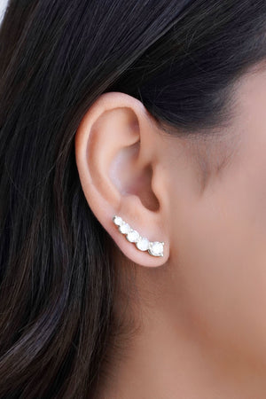 Ear Cuff Pontos de Luz Cristal 2.5 cm Ródio Branco
