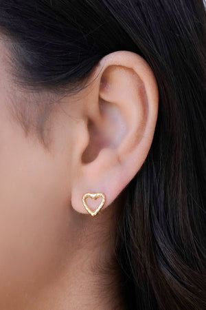 Brinco Coração Torcido 1.0 cm Banhado a Ouro 18K