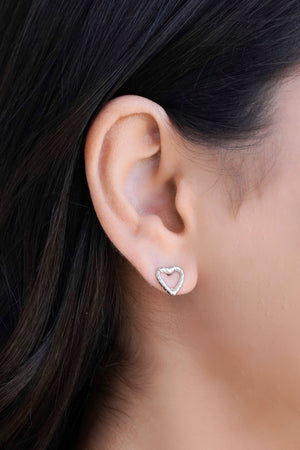 Brinco Coração Torcido 1.0 cm Ródio Branco