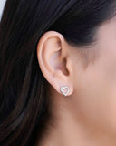 Brinco Coração Torcido 1.0 cm Ródio Branco