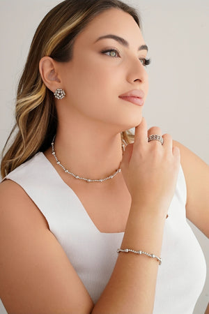 Bracelete Mola Bolas Lisas Ródio Branco