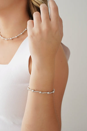 Bracelete Mola Bolas Lisas Ródio Branco