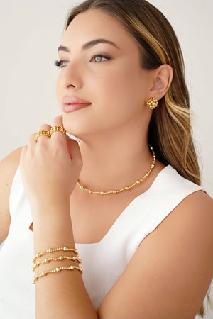 Aro Flexível Bolas Lisas Banhado a Ouro 18K