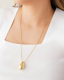 Gargantilha Longa Rabo de Rato 1 mm Gota Lisa Banhado a Ouro 18K - 60 cm