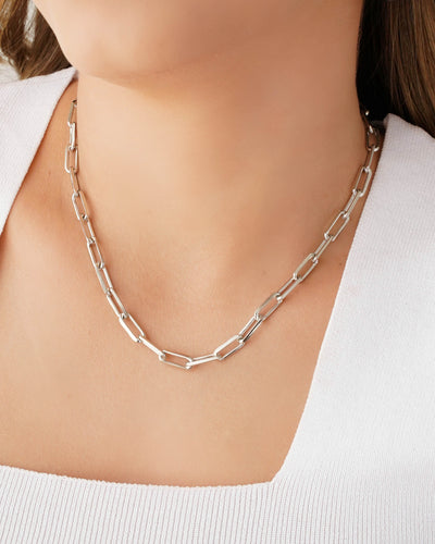 Choker Elos 5 mm Ródio Branco - 30 cm