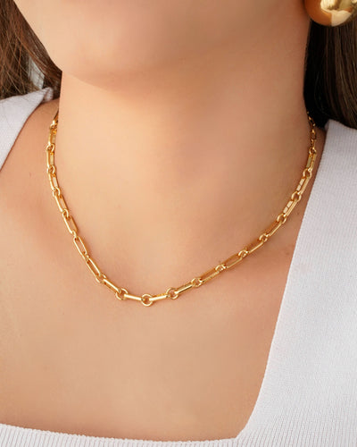 Choker Elos Ovais 4 mm Banhado a Ouro 18K - 33 cm