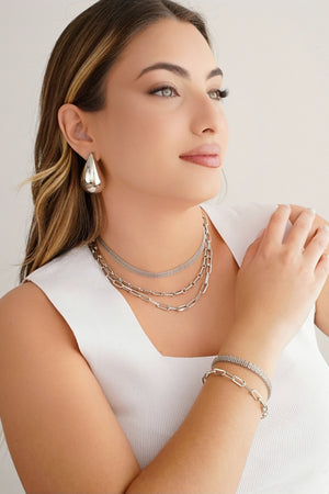 Choker Elos Ovais 4 mm Ródio Branco