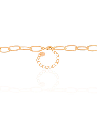 Colar Elos Ovais Cristal Banhado a Ouro 18K - 45 cm