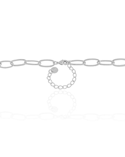 Gargantilha Elos Ovais Cristal Ródio Branco - 45 cm