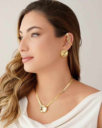 Colar Malha Fita Orgânico Liso Banhado a Ouro 18K - 40 cm