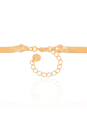 Gargantilha Malha Fita Orgânico Liso Banhado a Ouro 18K