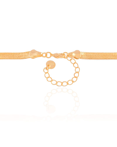 Colar Malha Fita Orgânico Liso Banhado a Ouro 18K - 40 cm
