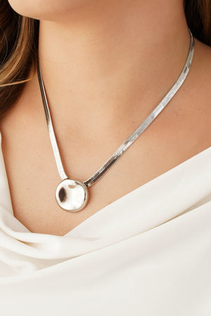 Gargantilha Malha Fita Orgânico Liso Ródio Branco