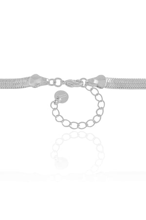 Gargantilha Malha Fita Orgânico Liso Ródio Branco