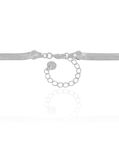 Colar Malha Fita Orgânico Liso Ródio Branco - 40 cm