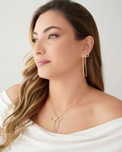 Colar Veneziana Laço Cordão Baiano Banhado a Ouro 18K - 45 cm