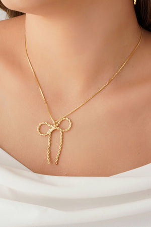 Gargantilha Veneziana Laço Cordão Baiano Banhado a Ouro 18K - 45 cm