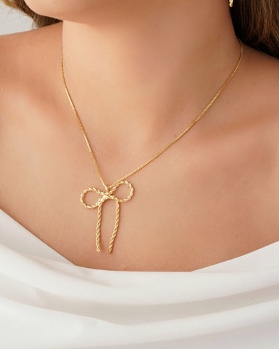 Colar Veneziana Laço Cordão Baiano Banhado a Ouro 18K - 45 cm