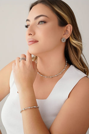 Anel Bolinhas Texturizadas Tamanho 18 Ródio Branco