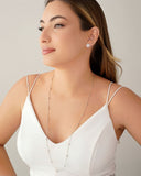 Gargantilha Longa Gomos Ovais 3 mm Ródio Branco - 70 cm