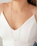 Gargantilha Longa Gomos Ovais 3 mm Ródio Branco - 70 cm