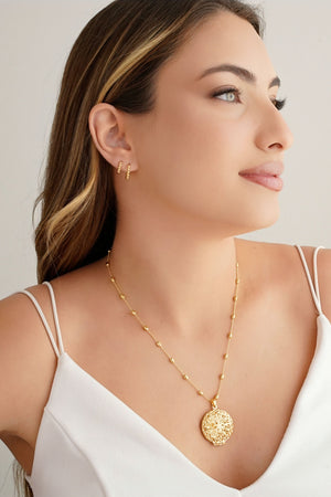 Relicário Estrela Gomos Banhado a Ouro 18K - 45 cm