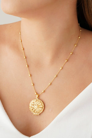 Relicário Estrela Gomos Banhado a Ouro 18K - 45 cm