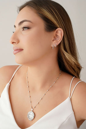 Relicário Estrela Gomos Ródio Branco - 45 cm