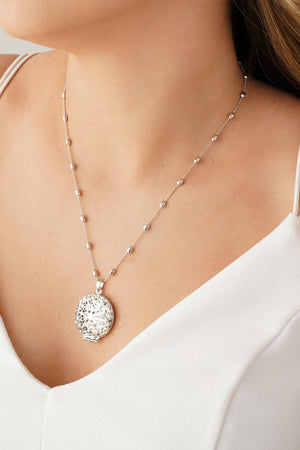 Relicário Estrela Gomos Ródio Branco - 45 cm