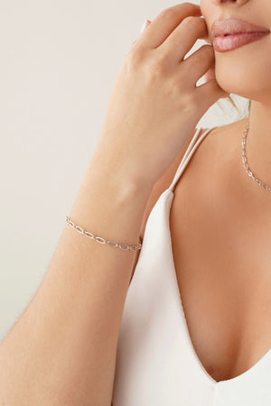 Pulseira Elos Ovais 4 mm Ródio Branco