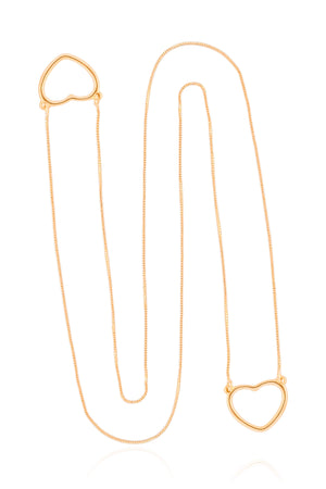 Escapulário Corações Vazados Banhado a Ouro 18K - 60 cm