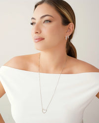 Escapulário Corações Vazados Ródio Branco - 60 cm