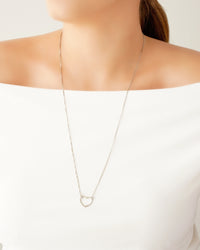 Escapulário Corações Vazados Ródio Branco - 60 cm