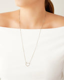 Escapulário Corações Vazados Ródio Branco - 60 cm