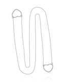 Escapulário Corações Vazados Ródio Branco - 60 cm