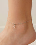 Tornozeleira Ponto de Luz Cristal 7 mm Ródio Branco