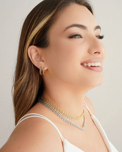 Choker Malha Relógio 8 mm Banhado a Ouro 18K - 31 cm
