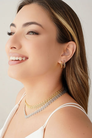 Choker Malha Relógio 8 mm Ródio Branco