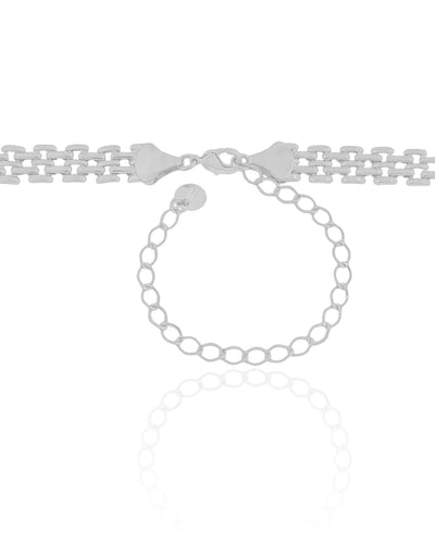 Choker Malha Relógio 8 mm Ródio Branco - 31 cm
