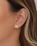 Brinco Flor Cravejada Cristal 1.1 cm Banhado a Ouro 18K