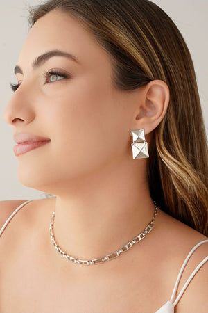 Choker Elos Retangulares 5 mm Ródio Branco