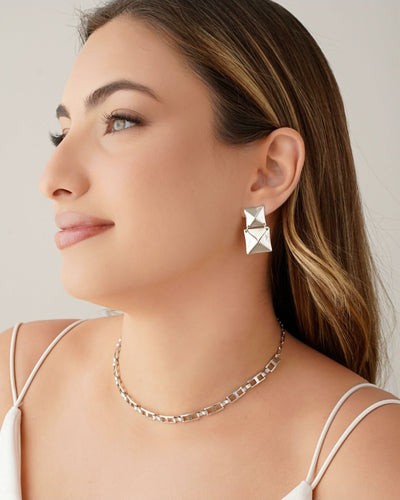 Choker Elos Retangulares 5 mm Ródio Branco