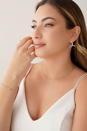 Choker Elos Ovais 3 mm Ródio Branco